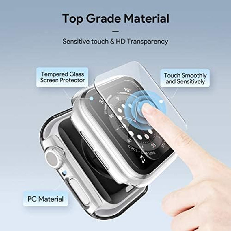 2 Pack for Apple Watch Case 40Mm Series SE, 6, 5, 4 with Built-In Tempered Glass Screen Protector, Ultra-Thin All around Protective Glass Screen Cover for Iwatch 40Mm, Clear