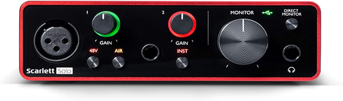 Scarlett Solo 3Rd Gen USB Audio Interface for Guitarists, Vocalists, Podcasters or Producers to Record and Playback Studio Quality Sound