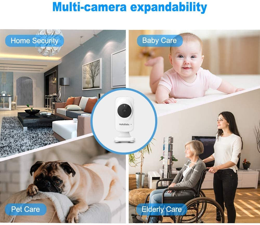Monitor, Video Baby Monitor with Camera and Audio, 5β Large Display No Hacking Risks, Bright Night Vision, 2-Way Talk, Temperature, 8 Lullabies and 1000Ft Long Range