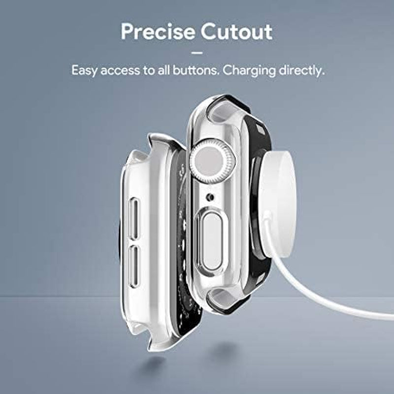 2 Pack  for Apple Watch Case 40Mm Series SE, 6, 5, 4 with Built-In Tempered Glass Screen Protector, Ultra-Thin All around Protective Glass Screen Cover for Iwatch 40Mm, Clear