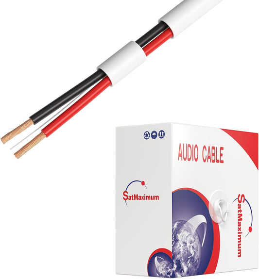 500 Feet Speaker Wire 18 Gauge CL2 Rated Indoor Low Voltage Copper Clad Aluminum (CCA) 2 Conductors Cable with Easy Pull Box – Perfect for In-Wall Installation – 18/2