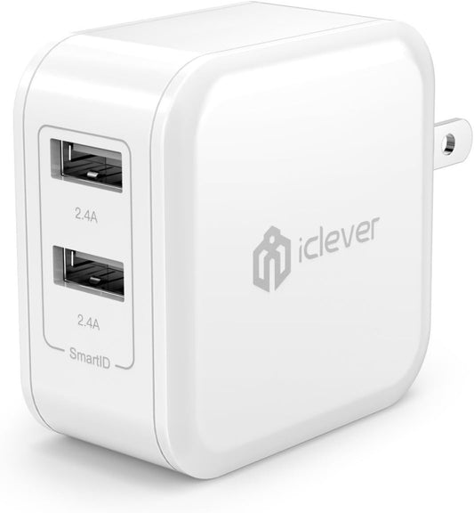 Boostcube 2Nd Generation 24W Dual USB Wall Charger with Smartid Technology, Foldable Plug, Travel Power Adapter for Iphone Xs/Xs Max/Xr/X/8 Plus/8/7 Plus/7/6S/6 Plus, Ipad Pro Air/Mini and Other Tablet