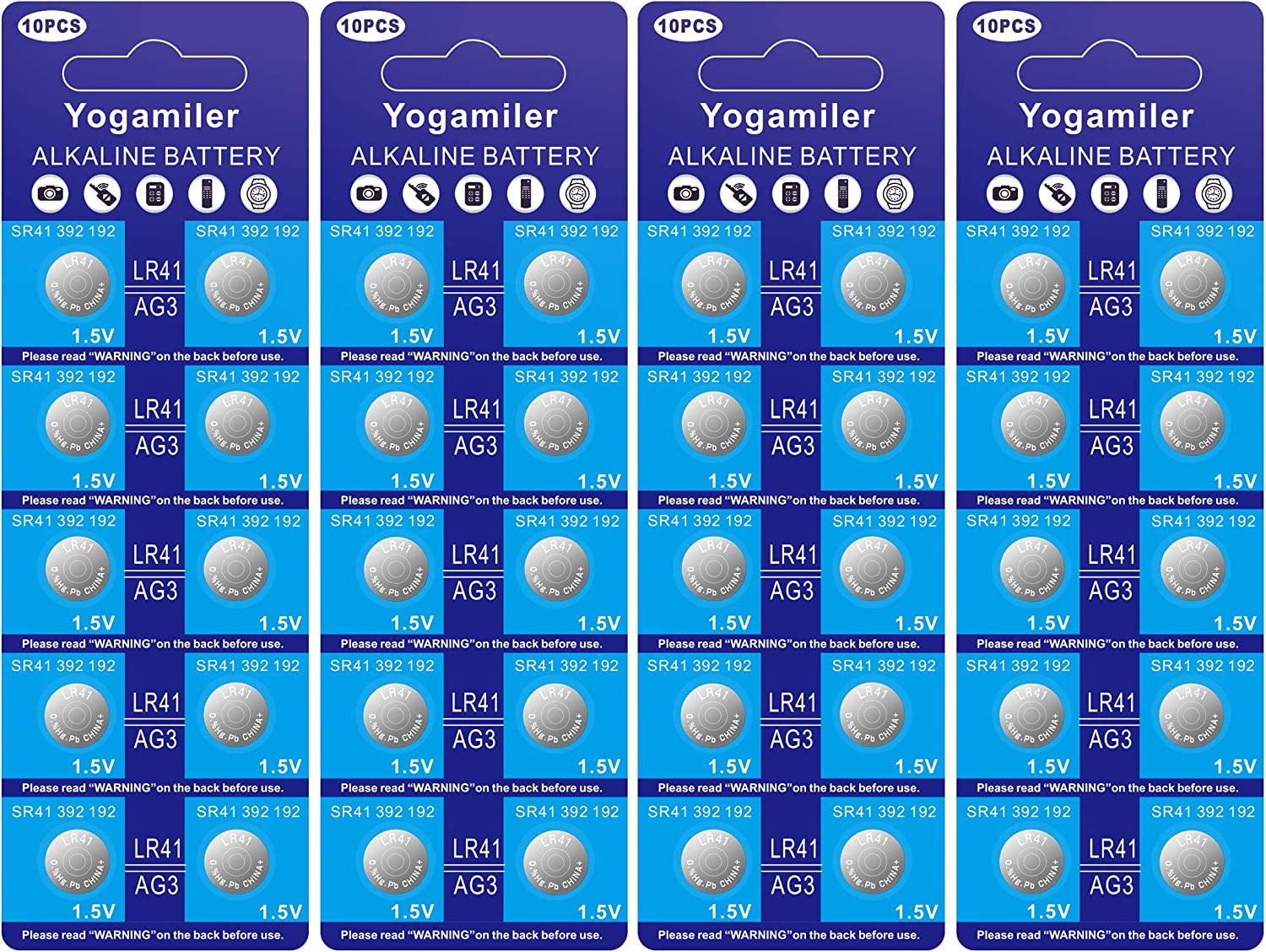 40-Pack LR41 AG3 392 192 SR41 384 736 L736F Battery 1.5V Button Cell Batteries