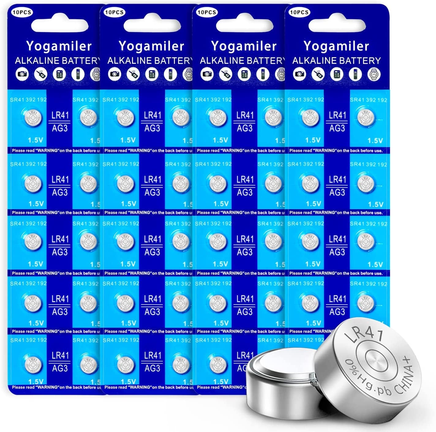 40-Pack LR41 AG3 392 192 SR41 384 736 L736F Battery 1.5V Button Cell Batteries