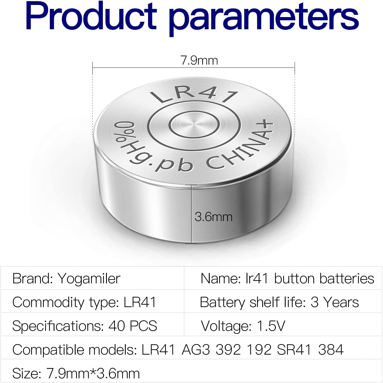 40-Pack LR41 AG3 392 192 SR41 384 736 L736F Battery 1.5V Button Cell Batteries